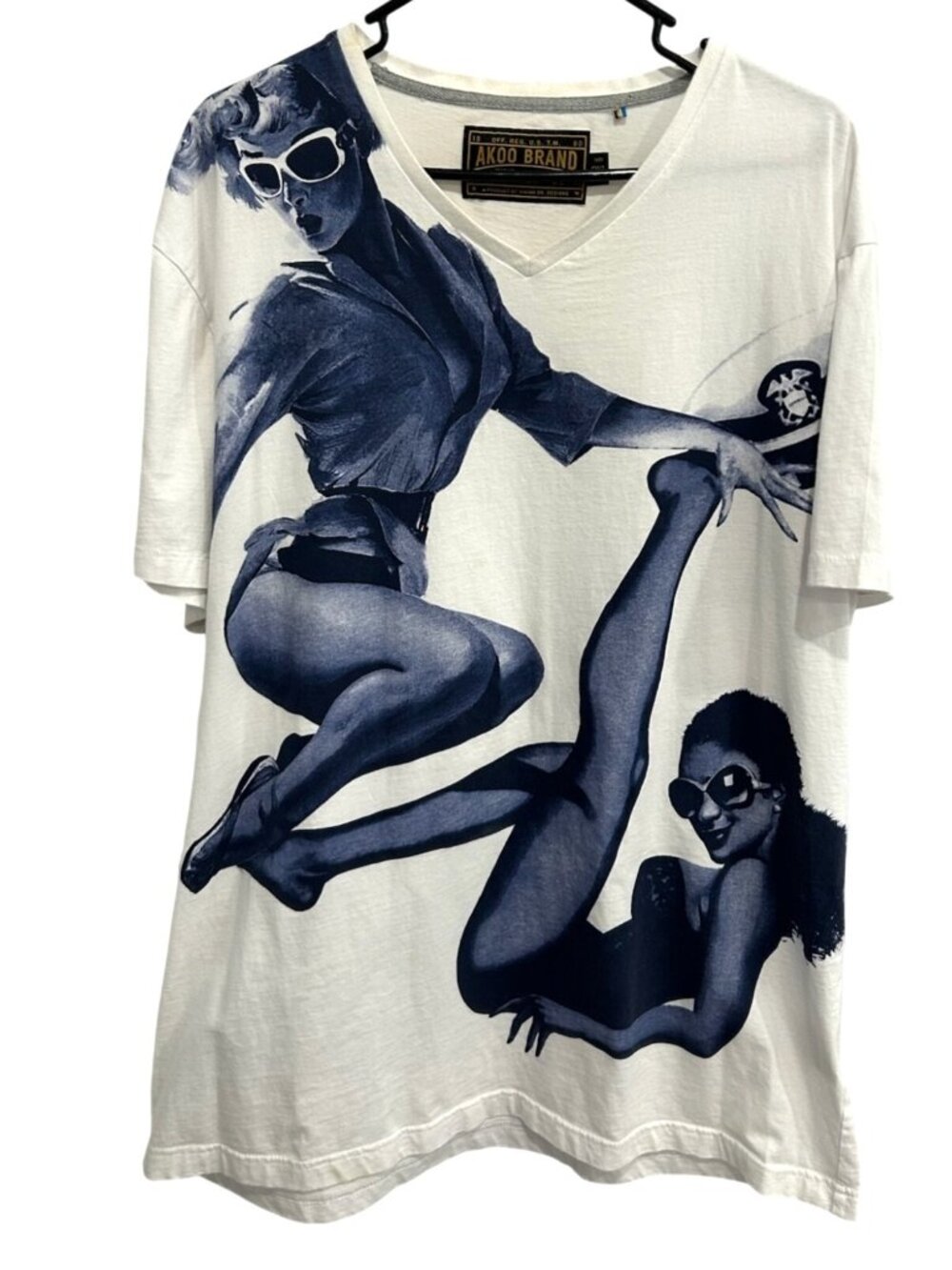 Akoo 3XL White Graphic T-Shirt 100% Cotton Mens Short Sleeve Creativecore